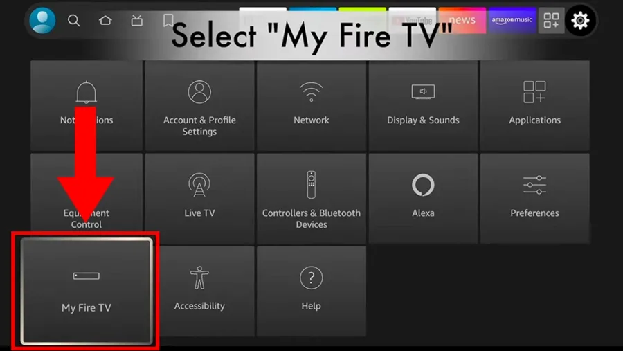 Firestick menu Mijn Fire TV selecteren