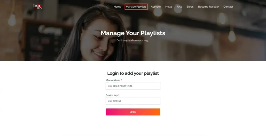 IBO Pro Player: inloggen op iboproapp.com met MAC-adres en Device Key