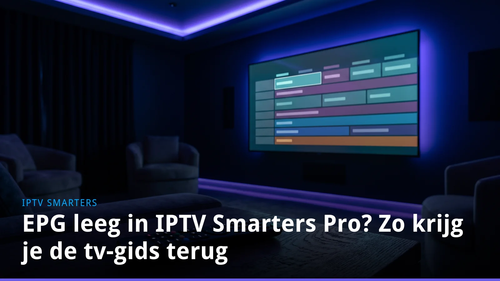 Lege tv-gids op een televisiescherm