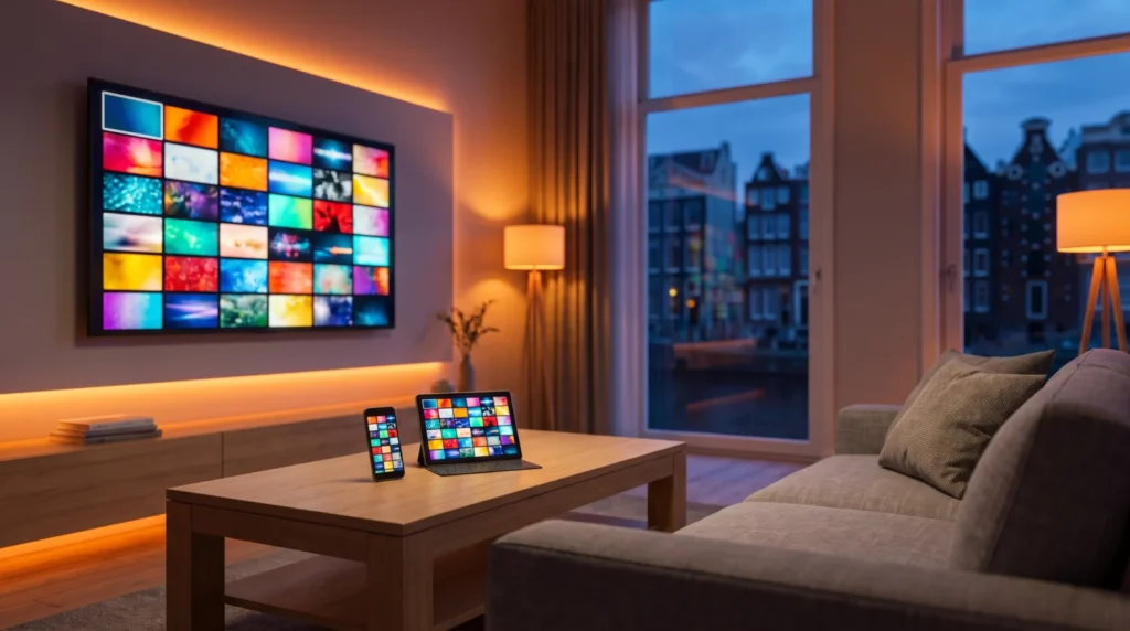 IPTV Smarters Pro op een Smart TV in een Nederlandse woonkamer