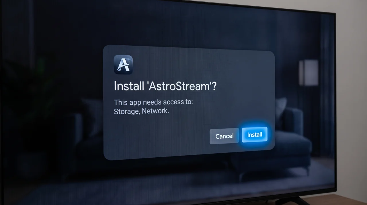 De installatie van de app bevestigen op de Fire TV Stick